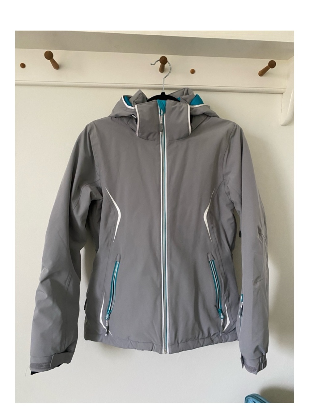 Trespass Gray and Teal Hooded Ski Jacket